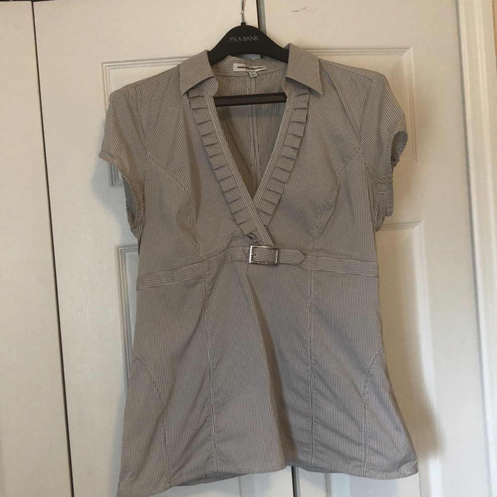 Express Design Studio Striped Shirt w/Buckle- L